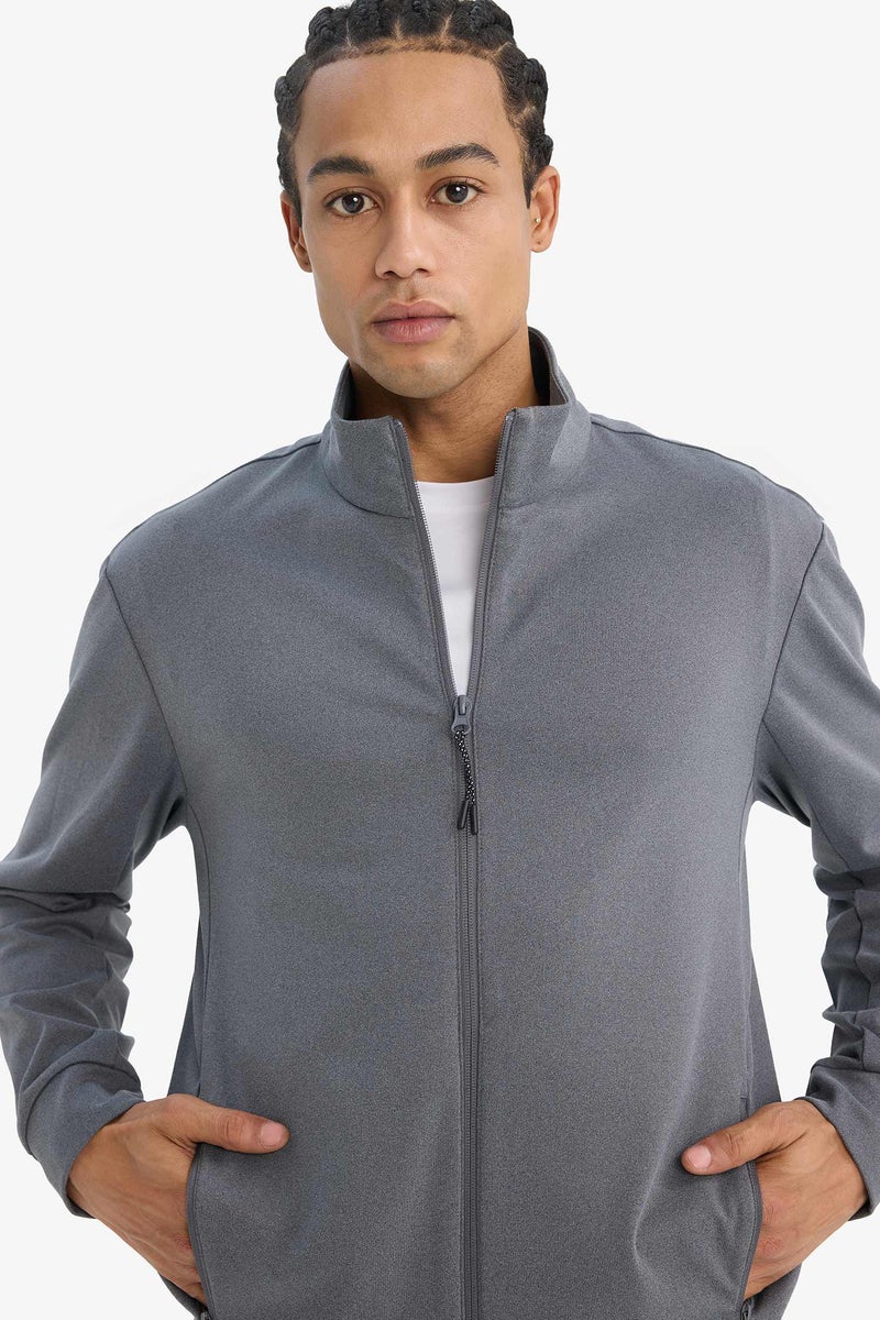 DeFacto Grey Man Standard Fit High Neck Cardigan Casual - Image 5